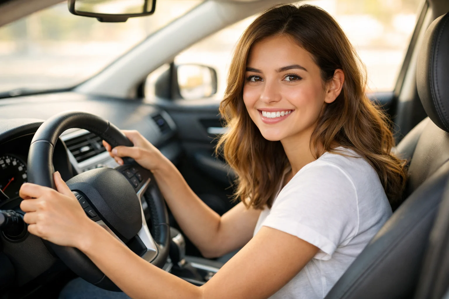 Žiačka pri prvej jazde s inštruktorom v autoškole BOSÁK
